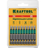 Optimum Line Биты, PH2, 50 мм, тип хвостовика E 1/4", 10 шт в блистере, KRAFTOOL